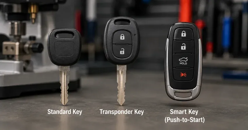 technician cutting a transponder ignition key in Dorchester