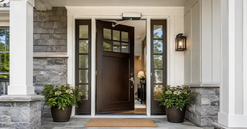 residential automatic door opener installed on exterior entry door in Valley View, Dorchester