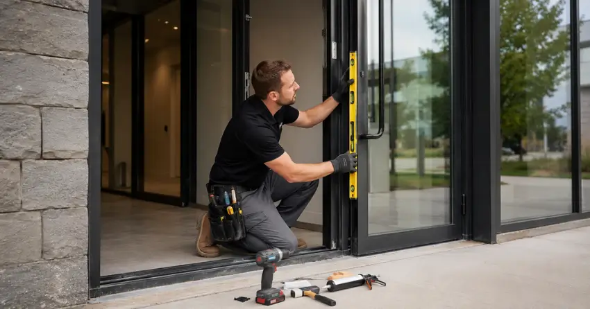 commercial glass door frame installation Barry Hunter, Dorchester