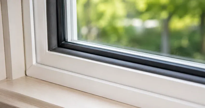 technician inspecting window weatherstripping for drafty window repair Dorchester